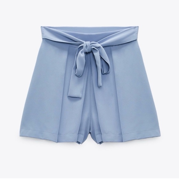 NWOT Zara Dusty Blue High Waisted Shorts Size Large - Picture 2 of 10